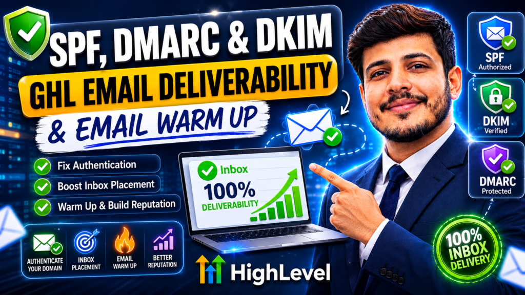 GHL Email Deliverabilty, email warmup, email spf dmarc and dkim