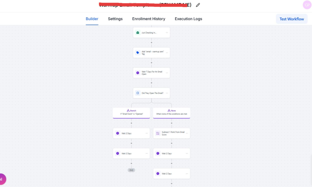 workflow 5 email warmup